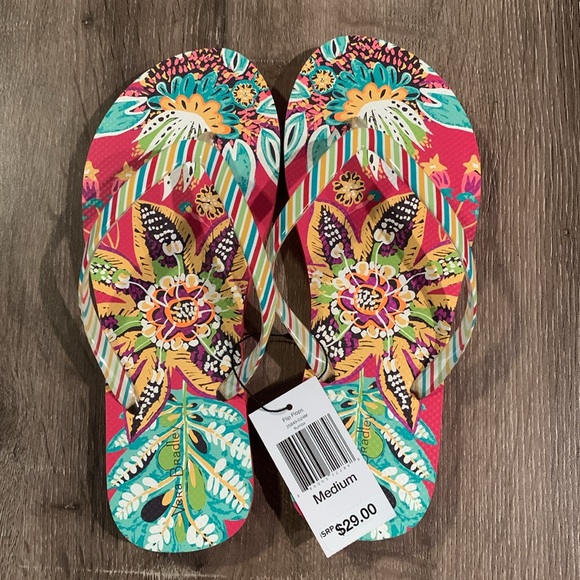 PR: Vera Bradley Flip Flops Rumba SZ 7-8 Medium tropical floral pattern - Picture 7 of 13